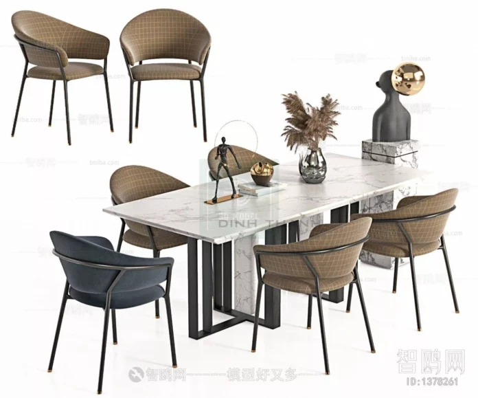 MODERN DINING TABLE SET - SKETCHUP 3D MODEL - VRAY OR ENSCAPE - ID06341