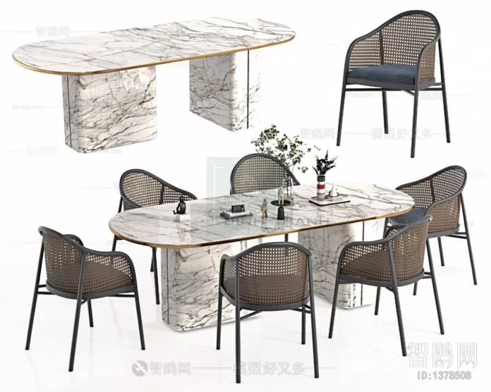 MODERN DINING TABLE SET - SKETCHUP 3D MODEL - VRAY OR ENSCAPE - ID06342