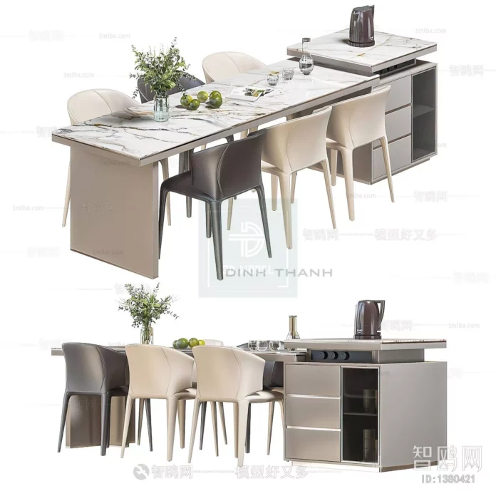 MODERN DINING TABLE SET - SKETCHUP 3D MODEL - VRAY OR ENSCAPE - ID06343