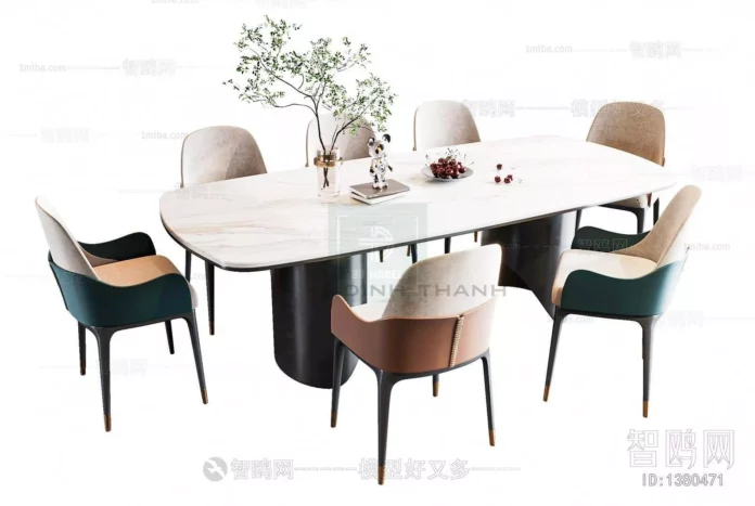 MODERN DINING TABLE SET - SKETCHUP 3D MODEL - VRAY OR ENSCAPE - ID06344