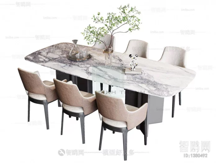 MODERN DINING TABLE SET - SKETCHUP 3D MODEL - VRAY OR ENSCAPE - ID06345