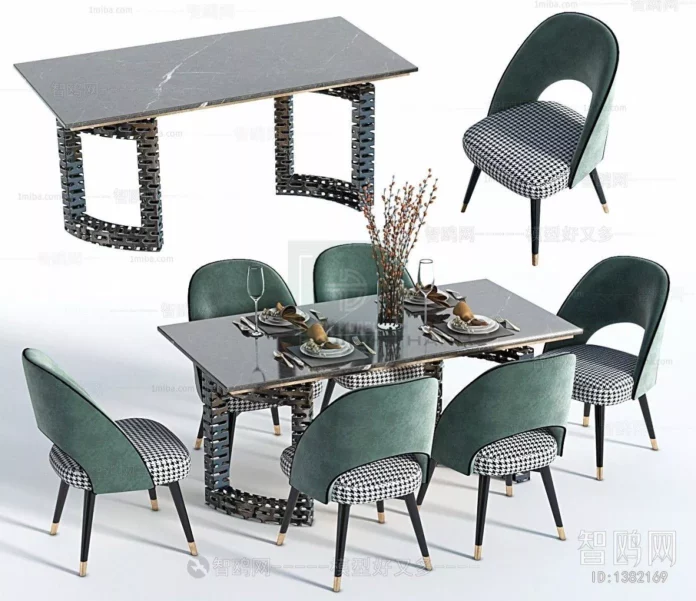 MODERN DINING TABLE SET - SKETCHUP 3D MODEL - VRAY OR ENSCAPE - ID06350