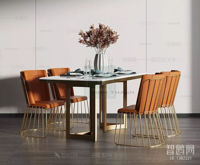 MODERN DINING TABLE SET - SKETCHUP 3D MODEL - VRAY OR ENSCAPE - ID06351