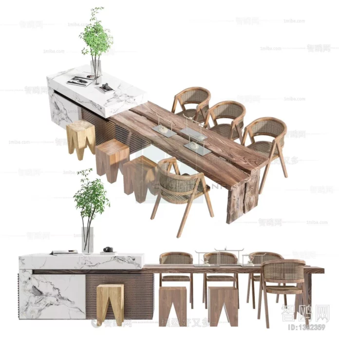 MODERN DINING TABLE SET - SKETCHUP 3D MODEL - VRAY OR ENSCAPE - ID06352