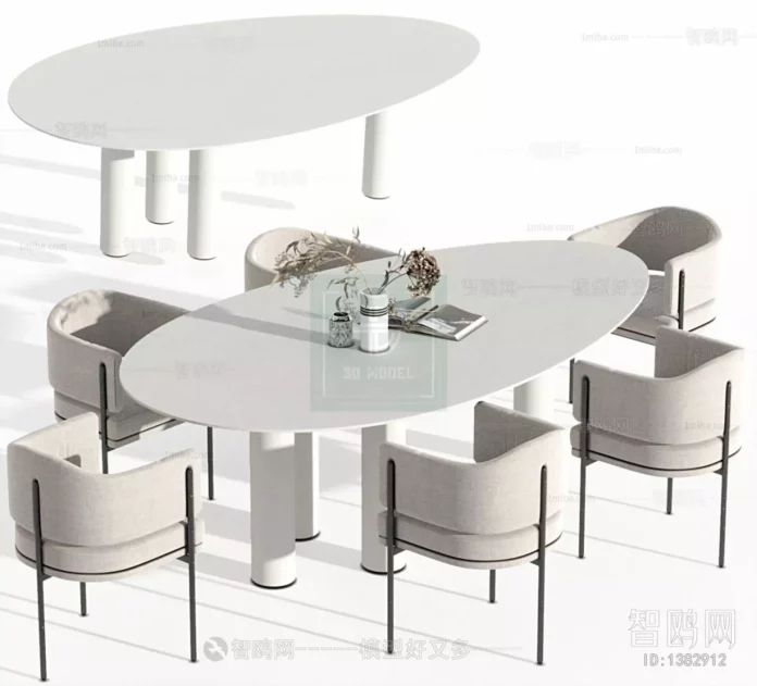 MODERN DINING TABLE SET - SKETCHUP 3D MODEL - VRAY OR ENSCAPE - ID06355