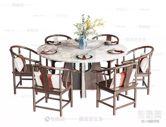 MODERN DINING TABLE SET - SKETCHUP 3D MODEL - VRAY OR ENSCAPE - ID06356