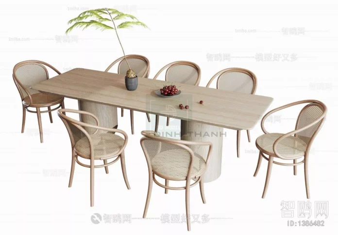 MODERN DINING TABLE SET - SKETCHUP 3D MODEL - VRAY OR ENSCAPE - ID06359