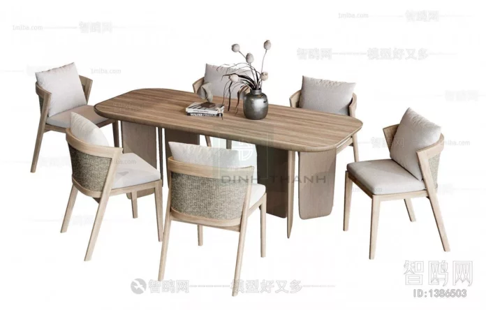 MODERN DINING TABLE SET - SKETCHUP 3D MODEL - VRAY OR ENSCAPE - ID06360