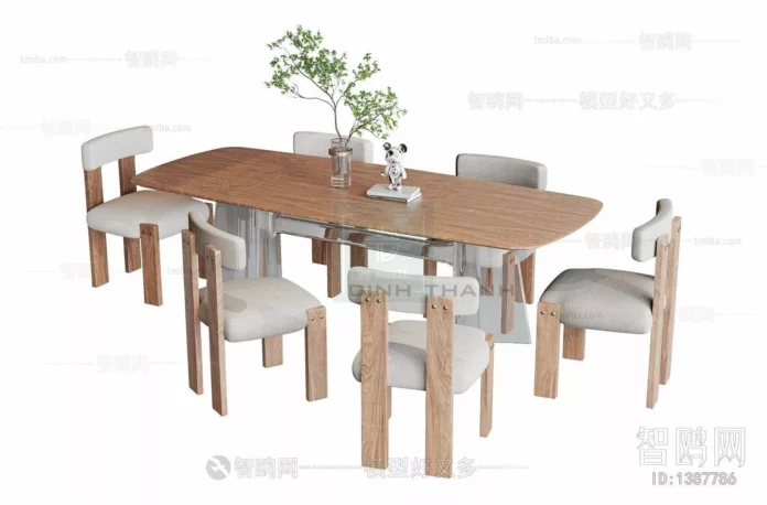 MODERN DINING TABLE SET - SKETCHUP 3D MODEL - VRAY OR ENSCAPE - ID06362