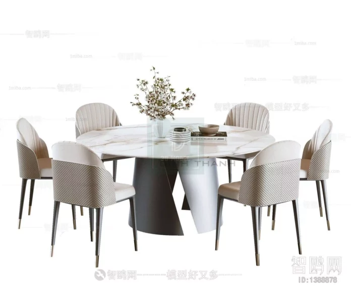 MODERN DINING TABLE SET - SKETCHUP 3D MODEL - VRAY OR ENSCAPE - ID06367