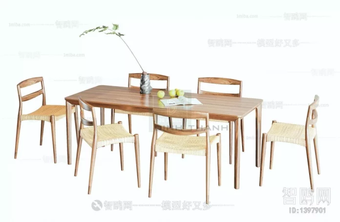 MODERN DINING TABLE SET - SKETCHUP 3D MODEL - VRAY OR ENSCAPE - ID06372