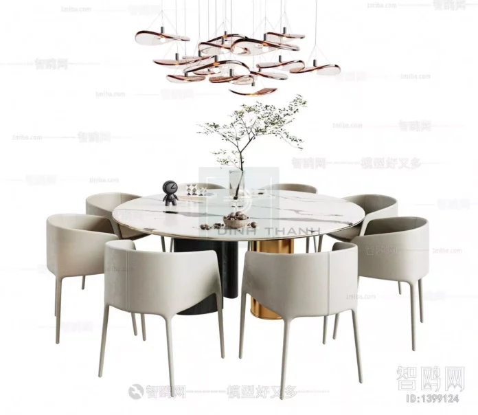 MODERN DINING TABLE SET - SKETCHUP 3D MODEL - VRAY OR ENSCAPE - ID06377