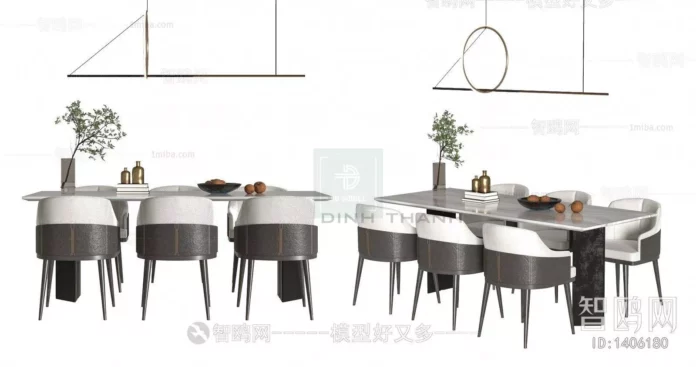 MODERN DINING TABLE SET - SKETCHUP 3D MODEL - VRAY OR ENSCAPE - ID06381