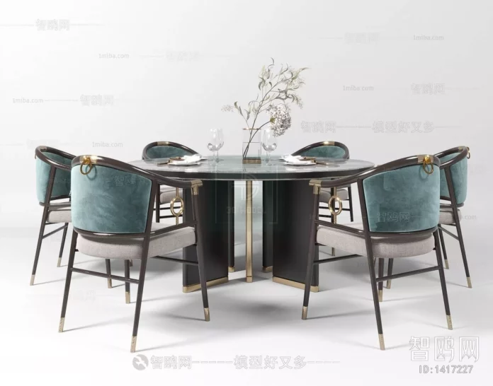 MODERN DINING TABLE SET - SKETCHUP 3D MODEL - VRAY OR ENSCAPE - ID06384