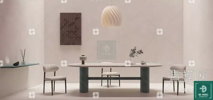 MODERN DINING TABLE SET - SKETCHUP 3D MODEL - VRAY OR ENSCAPE - ID06395