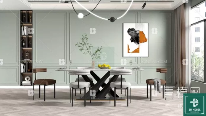 MODERN DINING TABLE SET - SKETCHUP 3D MODEL - VRAY OR ENSCAPE - ID06397