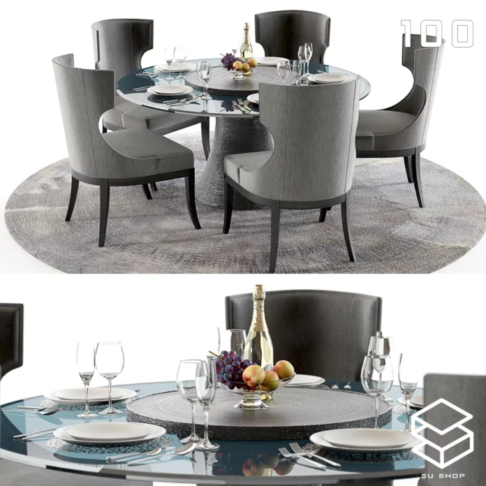 MODERN DINING TABLE SET - SKETCHUP 3D MODEL - VRAY OR ENSCAPE - ID06426