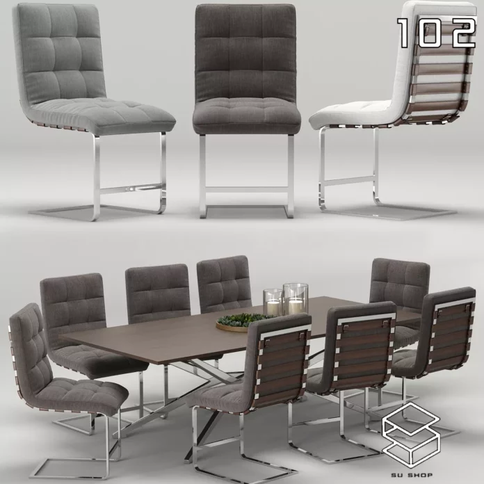 MODERN DINING TABLE SET - SKETCHUP 3D MODEL - VRAY OR ENSCAPE - ID06428