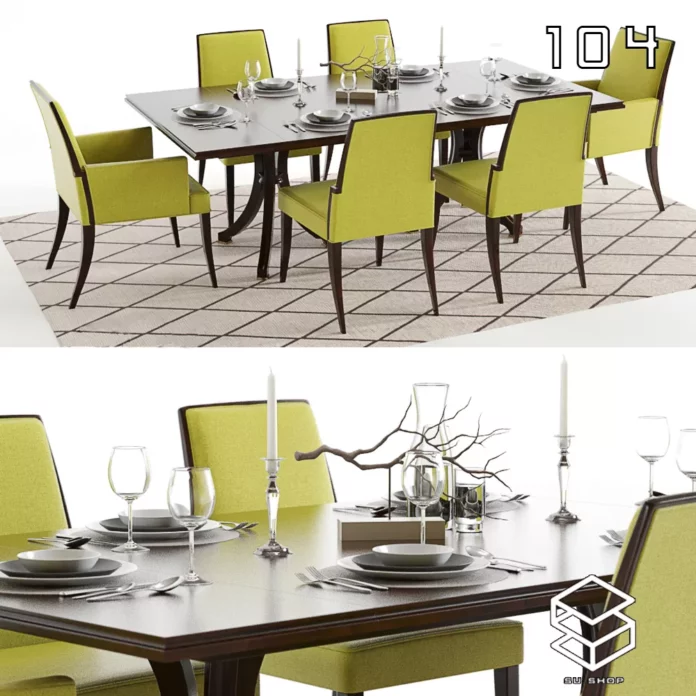 MODERN DINING TABLE SET - SKETCHUP 3D MODEL - VRAY OR ENSCAPE - ID06430