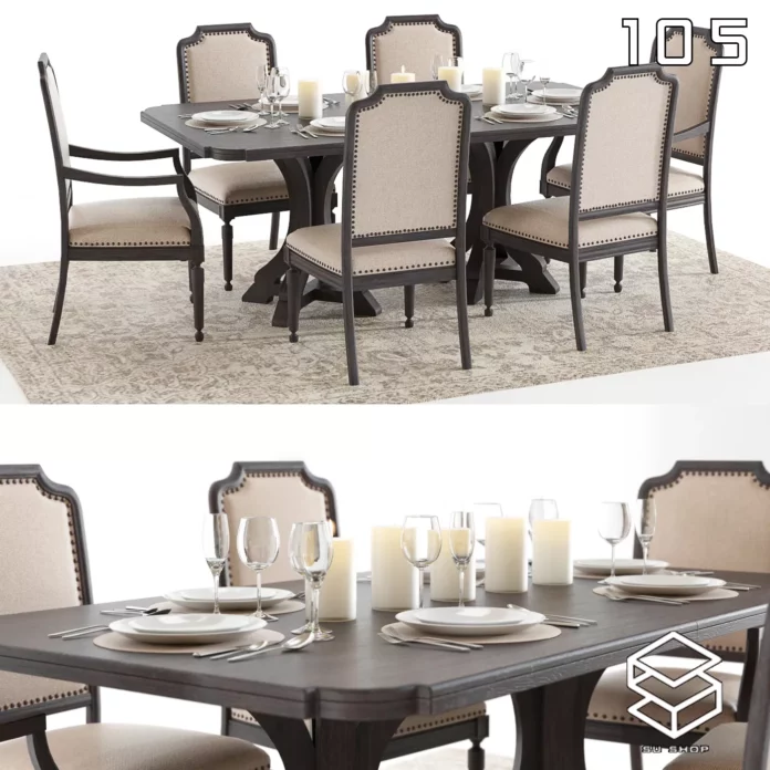 MODERN DINING TABLE SET - SKETCHUP 3D MODEL - VRAY OR ENSCAPE - ID06431
