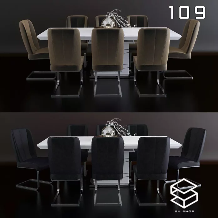 MODERN DINING TABLE SET - SKETCHUP 3D MODEL - VRAY OR ENSCAPE - ID06435