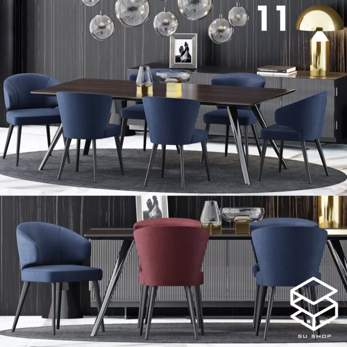 MODERN DINING TABLE SET - SKETCHUP 3D MODEL - VRAY OR ENSCAPE - ID06436