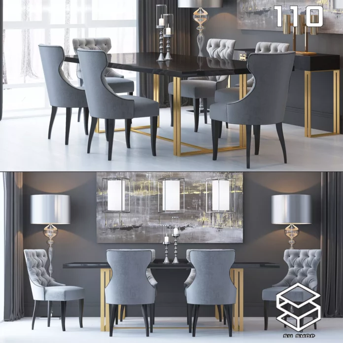 MODERN DINING TABLE SET - SKETCHUP 3D MODEL - VRAY OR ENSCAPE - ID06437