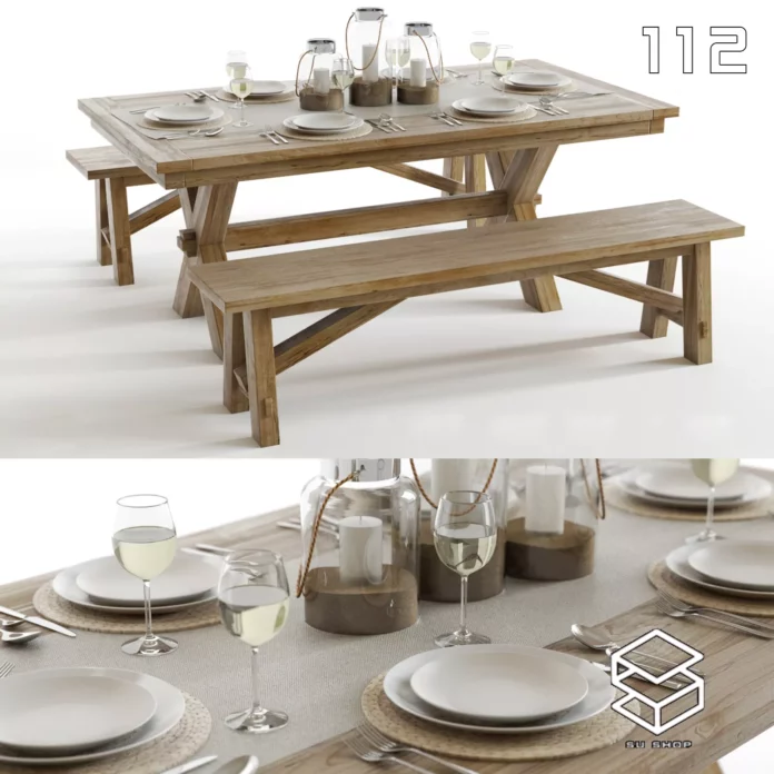 MODERN DINING TABLE SET - SKETCHUP 3D MODEL - VRAY OR ENSCAPE - ID06439