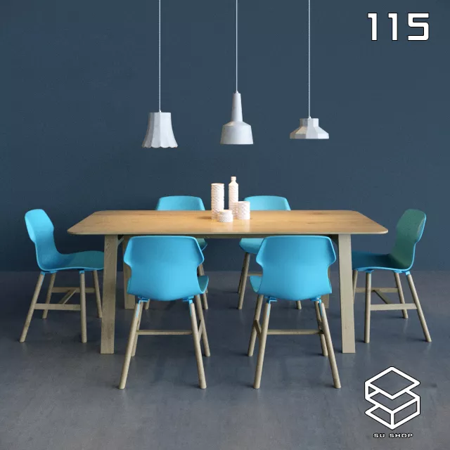 MODERN DINING TABLE SET - SKETCHUP 3D MODEL - VRAY OR ENSCAPE - ID06442