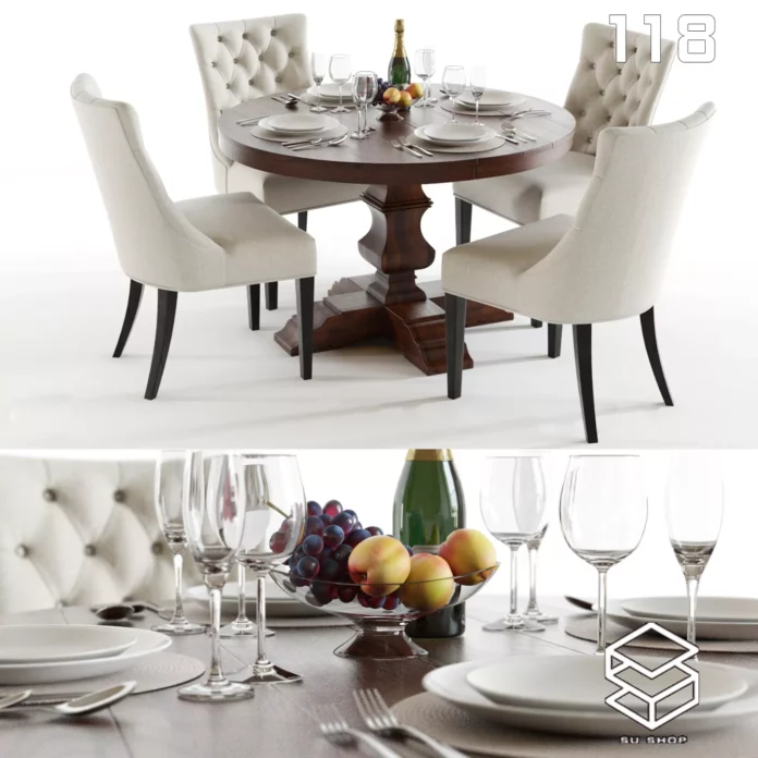 MODERN DINING TABLE SET - SKETCHUP 3D MODEL - VRAY OR ENSCAPE - ID06445