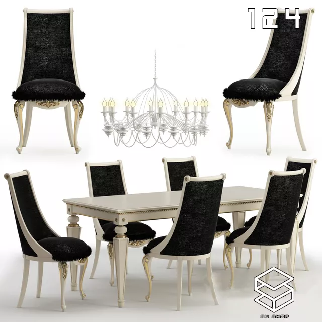 MODERN DINING TABLE SET - SKETCHUP 3D MODEL - VRAY OR ENSCAPE - ID06452