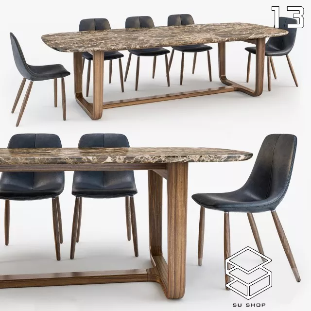 MODERN DINING TABLE SET - SKETCHUP 3D MODEL - VRAY OR ENSCAPE - ID06458