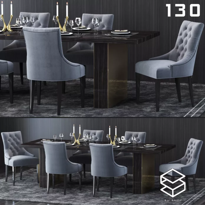 MODERN DINING TABLE SET - SKETCHUP 3D MODEL - VRAY OR ENSCAPE - ID06459