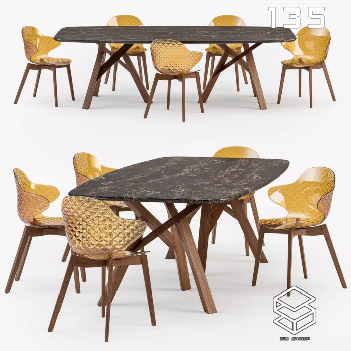 MODERN DINING TABLE SET - SKETCHUP 3D MODEL - VRAY OR ENSCAPE - ID06464