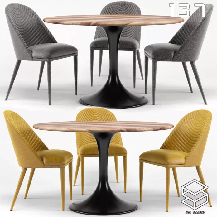 MODERN DINING TABLE SET - SKETCHUP 3D MODEL - VRAY OR ENSCAPE - ID06466