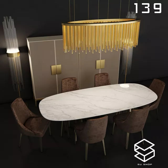 MODERN DINING TABLE SET - SKETCHUP 3D MODEL - VRAY OR ENSCAPE - ID06468