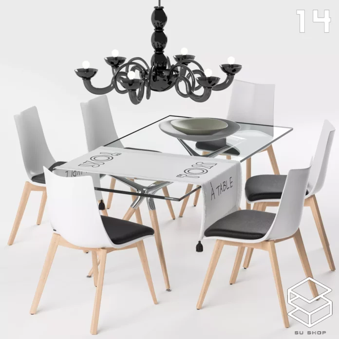 MODERN DINING TABLE SET - SKETCHUP 3D MODEL - VRAY OR ENSCAPE - ID06469