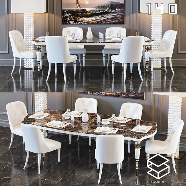 MODERN DINING TABLE SET - SKETCHUP 3D MODEL - VRAY OR ENSCAPE - ID06470