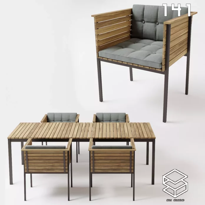 MODERN DINING TABLE SET - SKETCHUP 3D MODEL - VRAY OR ENSCAPE - ID06471