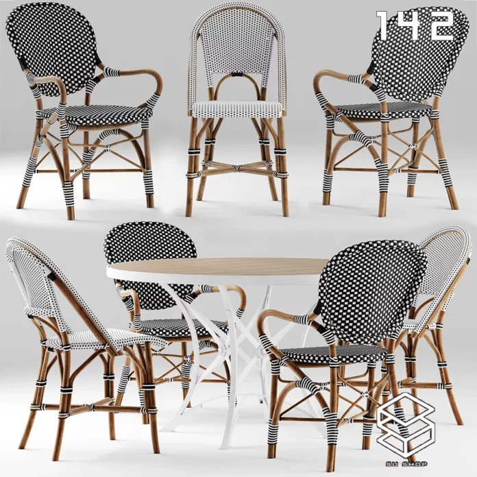MODERN DINING TABLE SET - SKETCHUP 3D MODEL - VRAY OR ENSCAPE - ID06472
