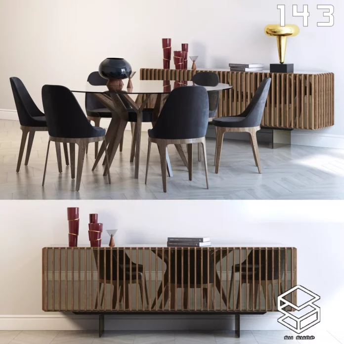 MODERN DINING TABLE SET - SKETCHUP 3D MODEL - VRAY OR ENSCAPE - ID06473