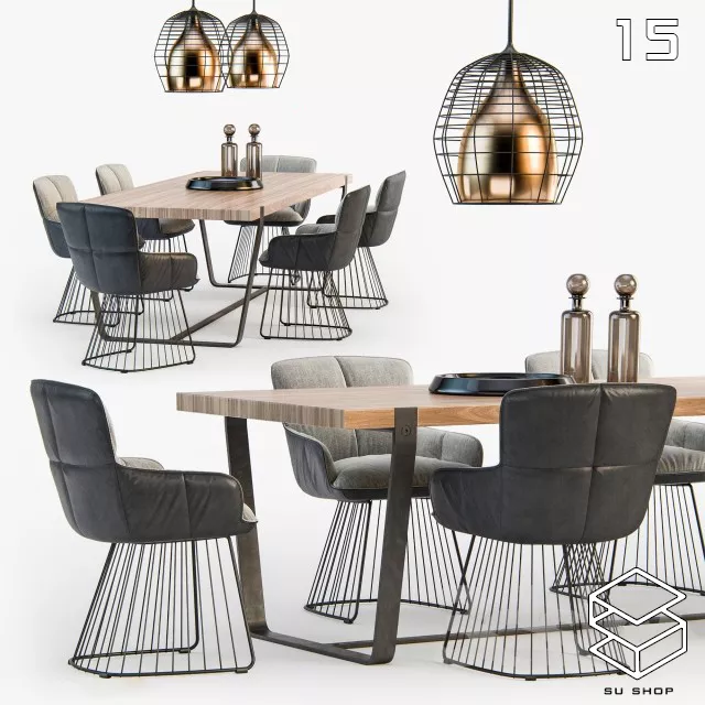 MODERN DINING TABLE SET - SKETCHUP 3D MODEL - VRAY OR ENSCAPE - ID06480