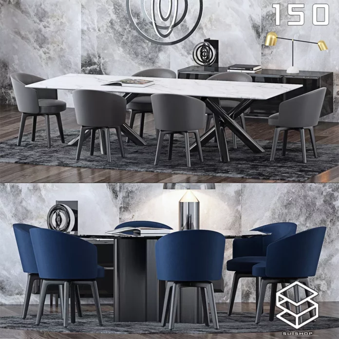 MODERN DINING TABLE SET - SKETCHUP 3D MODEL - VRAY OR ENSCAPE - ID06481