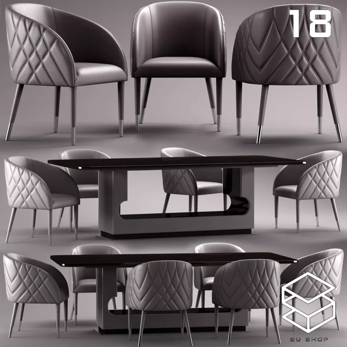 MODERN DINING TABLE SET - SKETCHUP 3D MODEL - VRAY OR ENSCAPE - ID06484