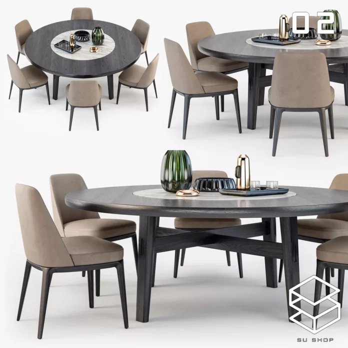 MODERN DINING TABLE SET - SKETCHUP 3D MODEL - VRAY OR ENSCAPE - ID06486