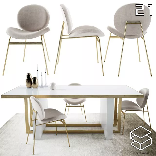 MODERN DINING TABLE SET - SKETCHUP 3D MODEL - VRAY OR ENSCAPE - ID06488