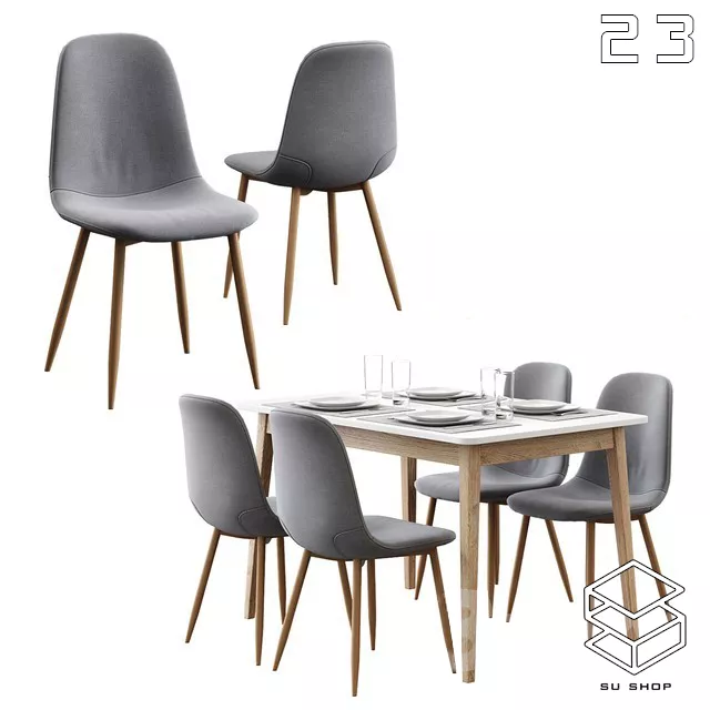 MODERN DINING TABLE SET - SKETCHUP 3D MODEL - VRAY OR ENSCAPE - ID06490