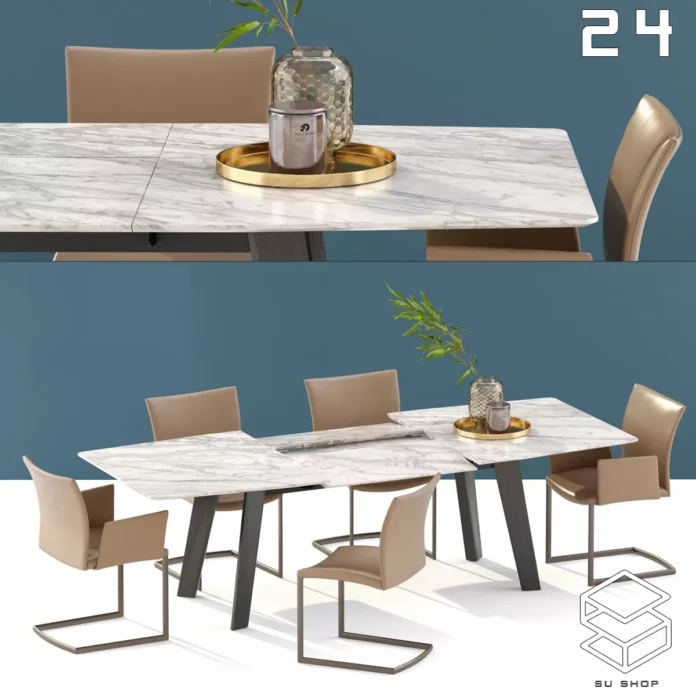 MODERN DINING TABLE SET - SKETCHUP 3D MODEL - VRAY OR ENSCAPE - ID06491