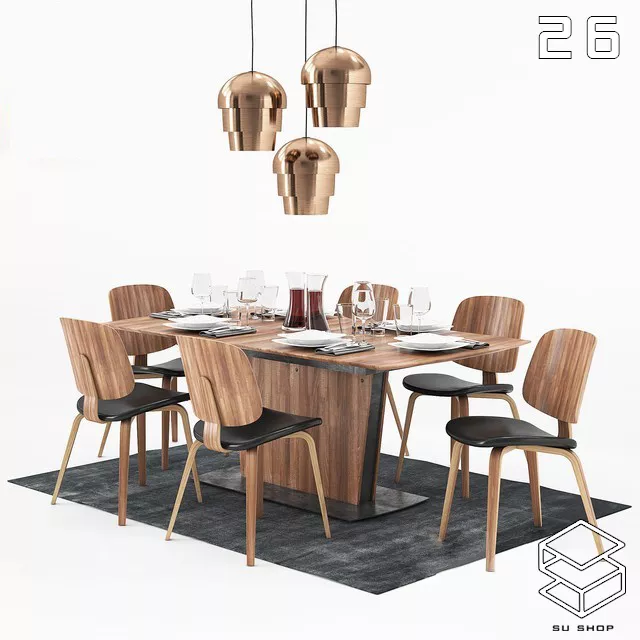 MODERN DINING TABLE SET - SKETCHUP 3D MODEL - VRAY OR ENSCAPE - ID06493