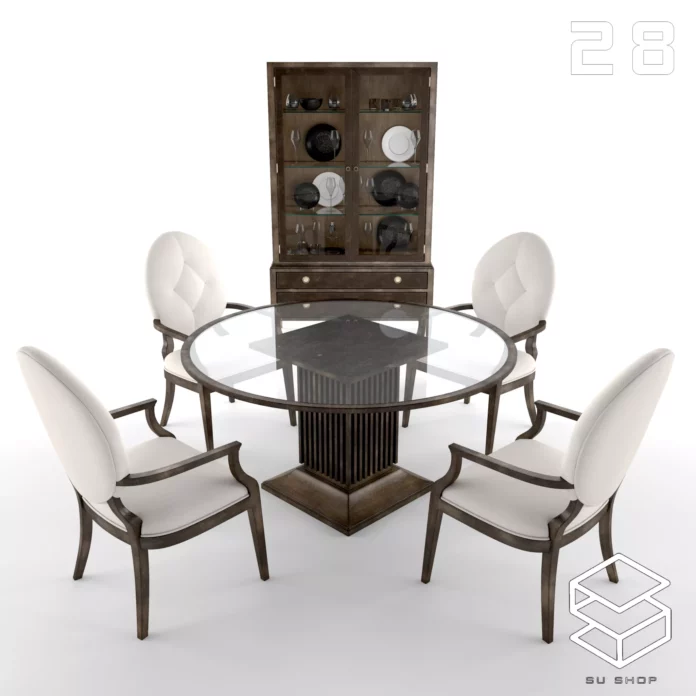 MODERN DINING TABLE SET - SKETCHUP 3D MODEL - VRAY OR ENSCAPE - ID06495